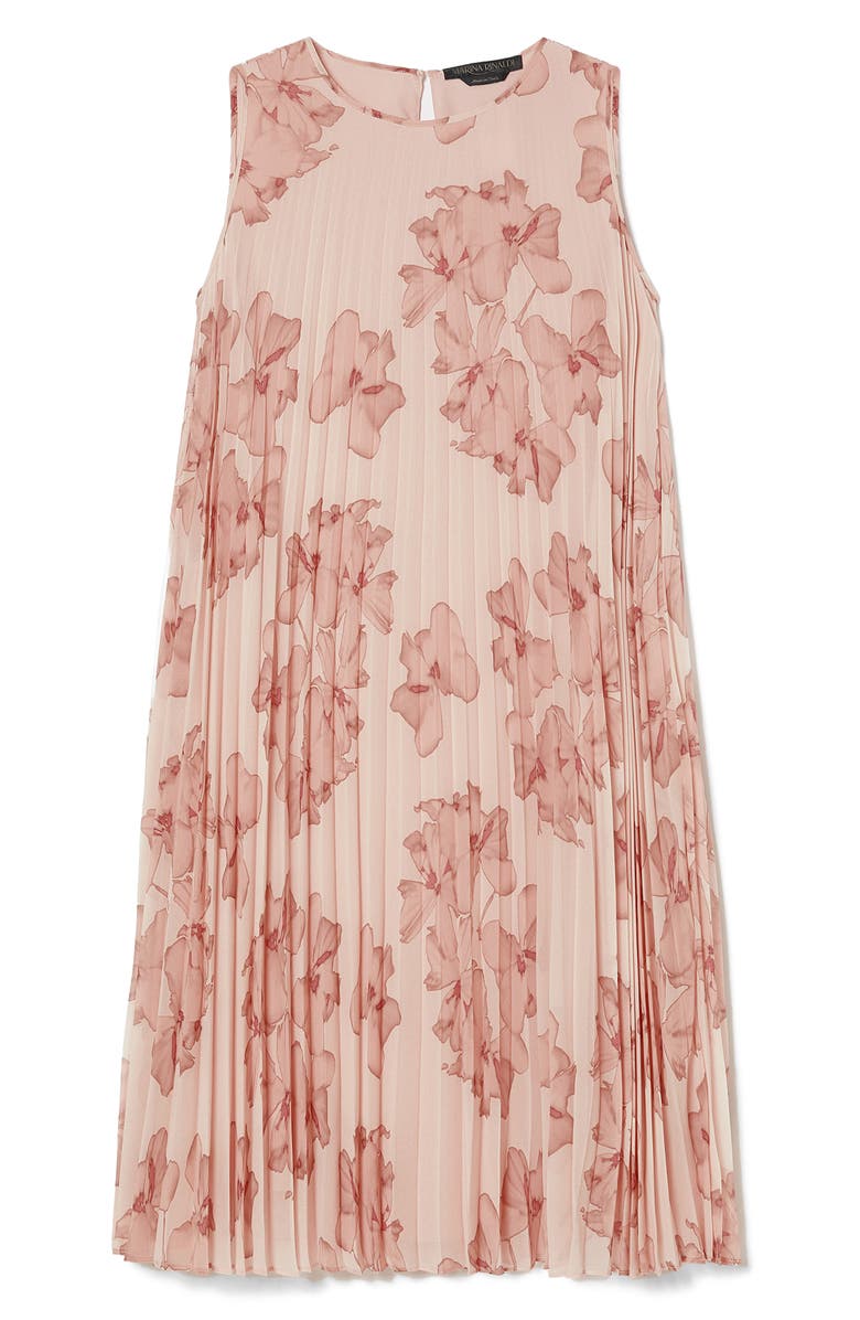 Marina Rinaldi Oria Floral Sleeveless Pleated Dress, Alternate, color, Pink