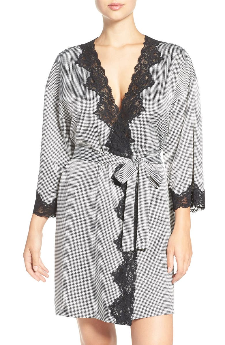 Lauren Ralph Lauren Lace Trim Satin Robe, Main, color, 