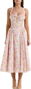 HOUSE OF CB Adabella Floral Pleated Halter Sundress