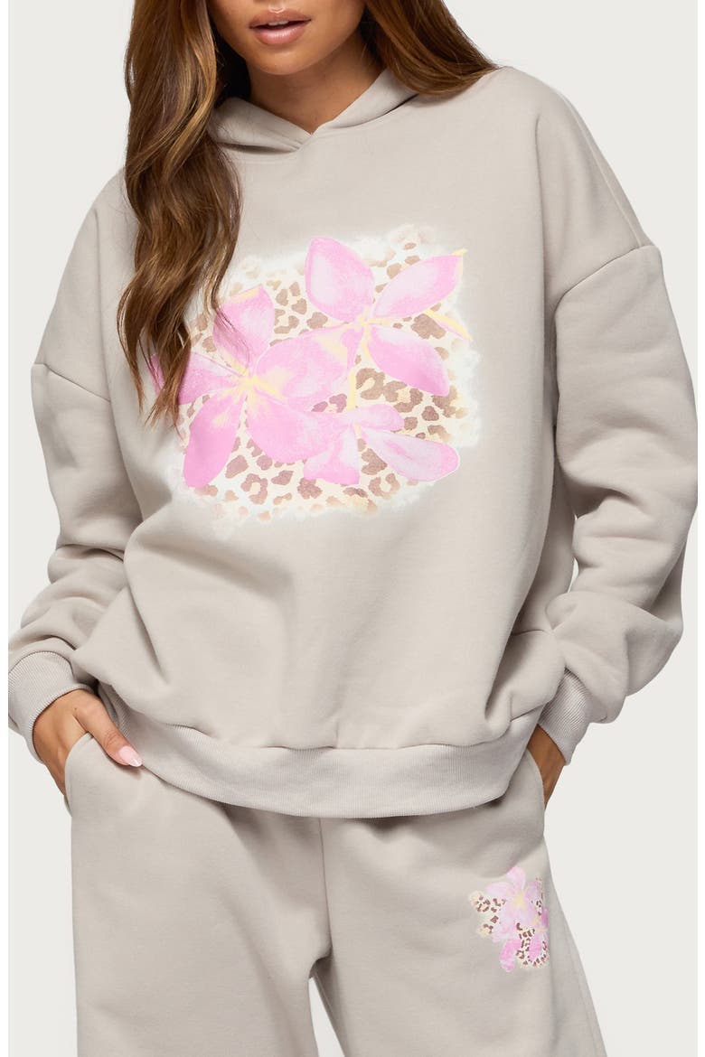 Wild Petal Graphic Hoodie, Main, color, BEIGE
