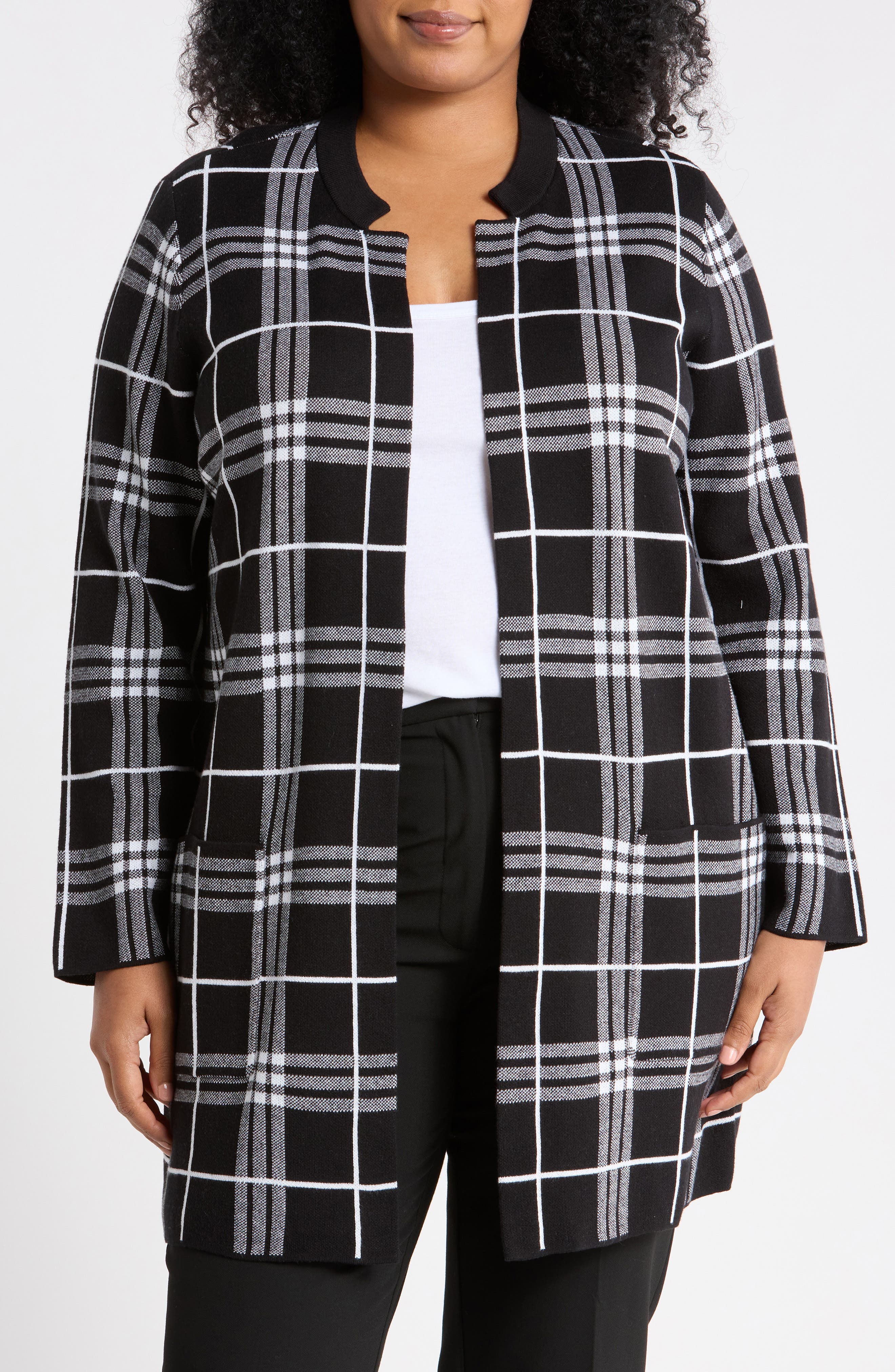 Plaid Open Front Cardigan