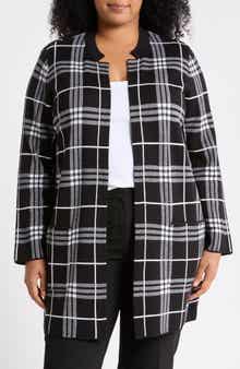 Plaid Open Front Cardigan