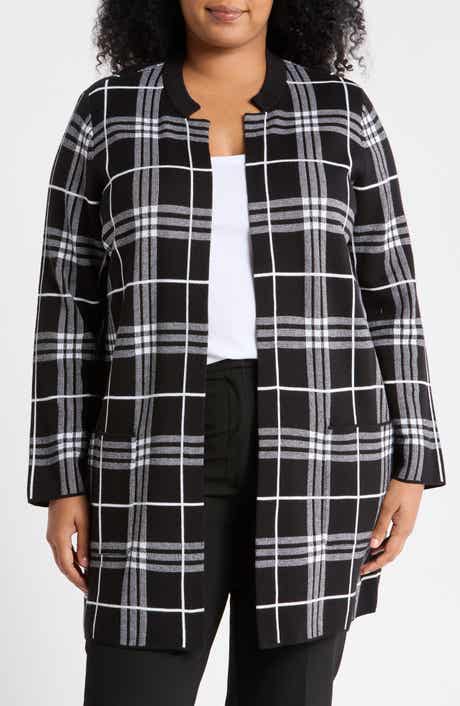Plaid Open Front Cardigan