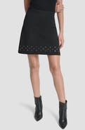 DKNY Grommet Trim Ponte Knit Miniskirt