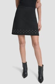 DKNY Grommet Trim Ponte Knit Miniskirt