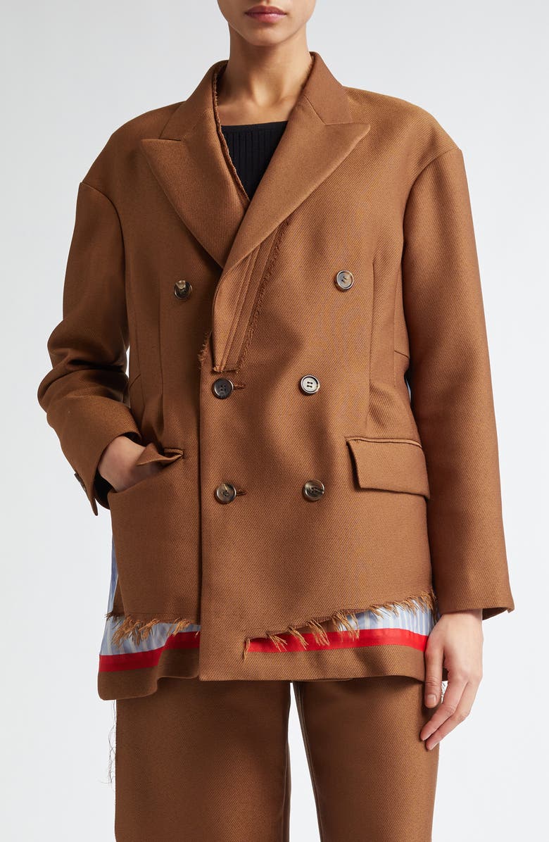 Undercover Spliced Mixed Media Double Breasted Blazer, Main, color, 