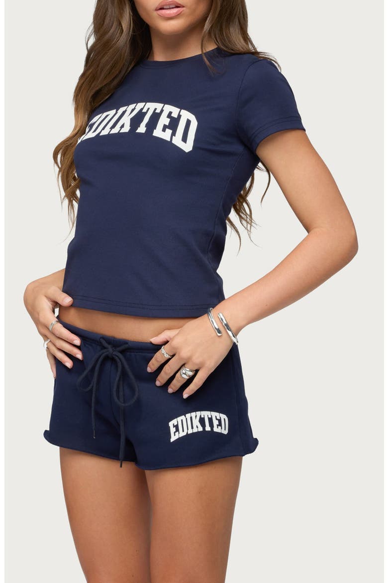 Sporty Babe Crop T-Shirt, Alternate, color, NAVY