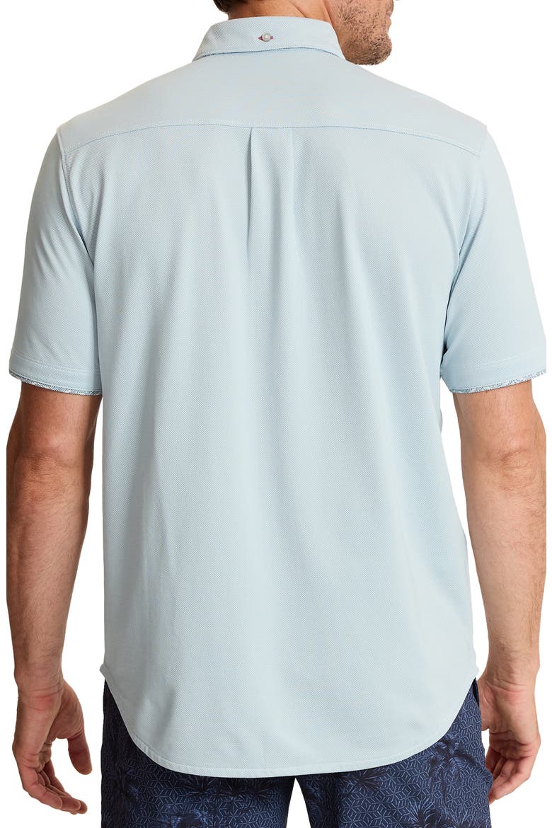 San Lucio Breeze Happy Hour IslandZone® Knit Short Sleeve Cotton Blend Button-Up Shirt, Alternate, color, SILVERY BLUE