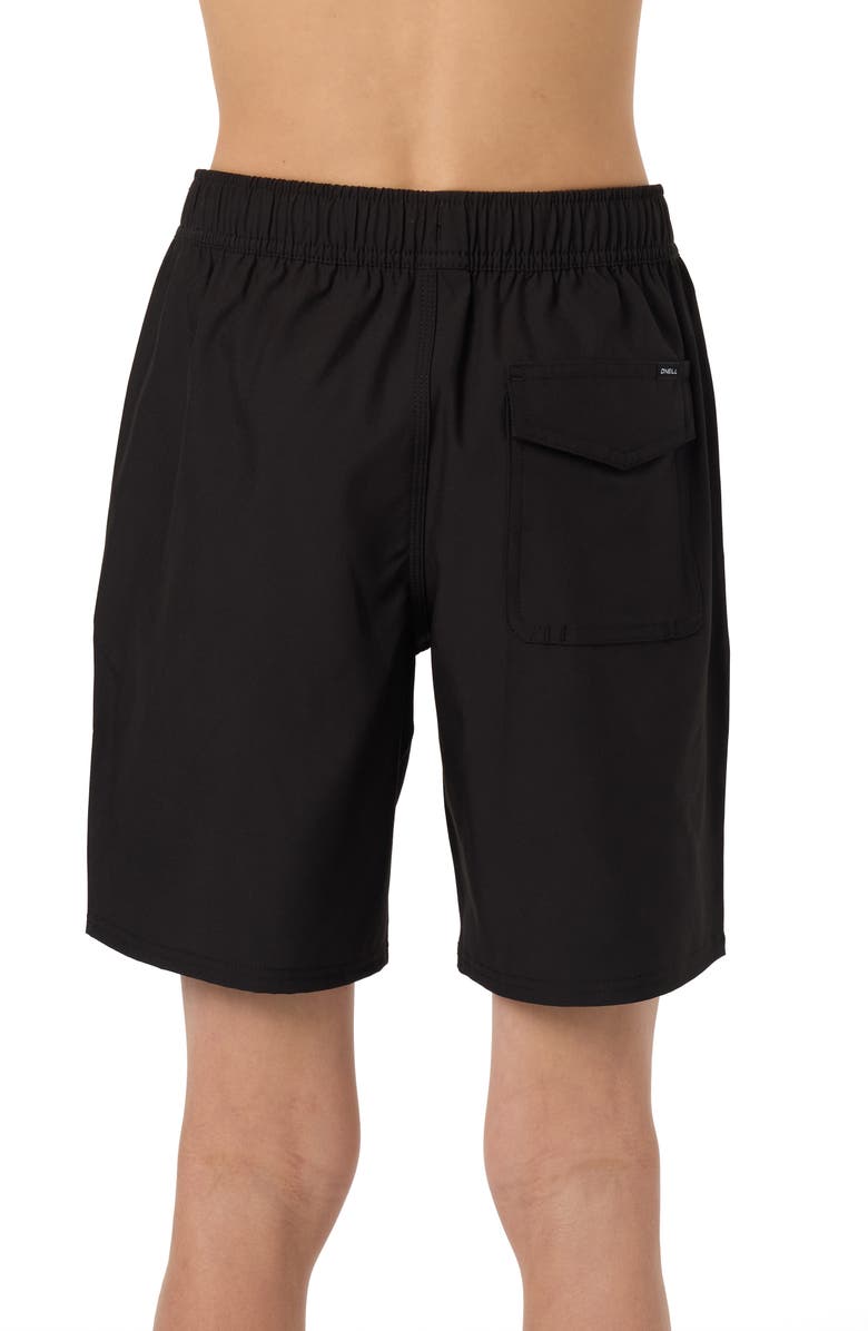O'Neill Kids' Lennox Hermosa Solid Volley Swim Trunks, Alternate, color, Black
