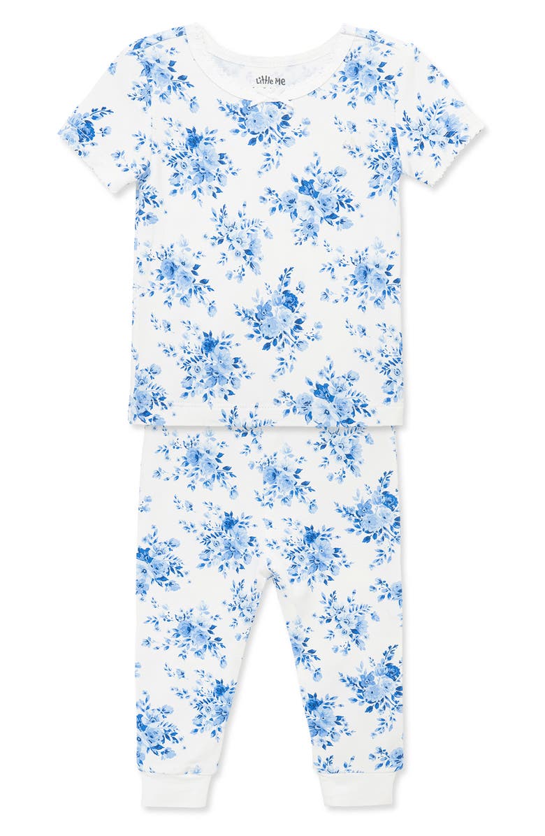 Little Me Garden 2-Pack Fitted Pajamas, Alternate, color, Blue