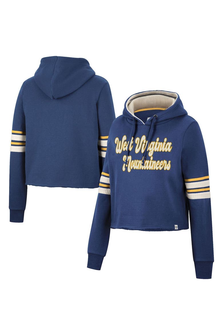 Women's Colosseum Navy West Virginia Mountaineers Retro Cropped Pullover Hoodie, Main, color, Navy