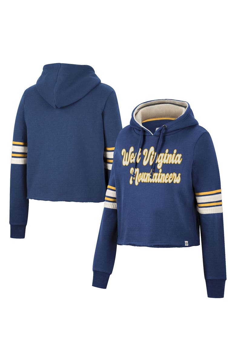 COLOSSEUM Women's Colosseum Navy West Virginia Mountaineers Retro Cropped Pullover Hoodie, Main, color, 