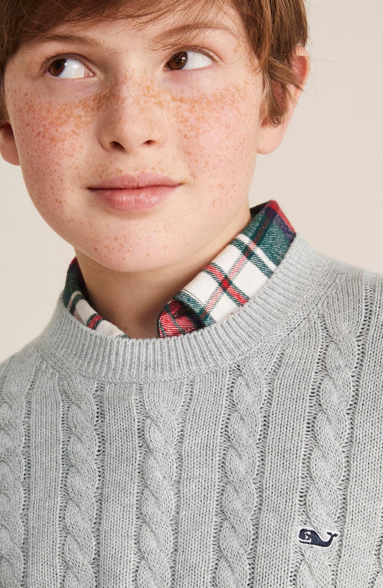 vineyard vines Kids' Cotton & Cashmere Cable Sweater, Alternate, color, 