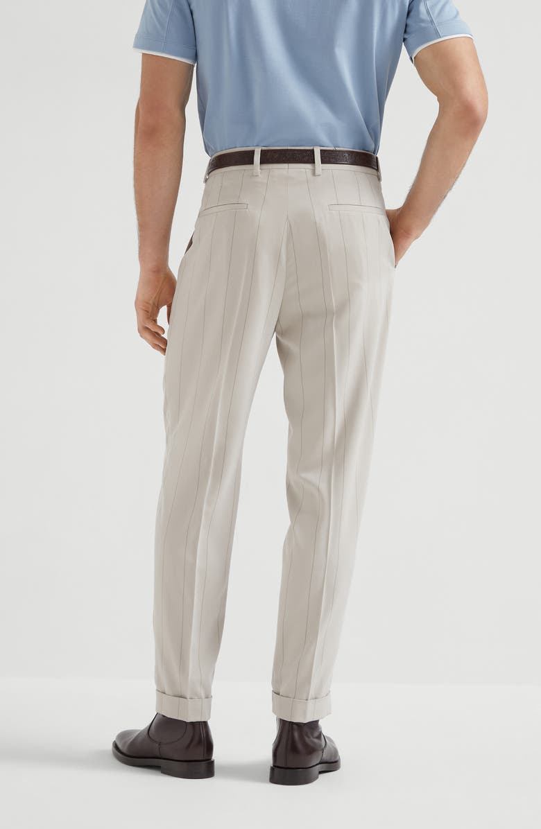 Brunello Cucinelli Leisure fit trousers with pleats, Alternate, color, Ivory