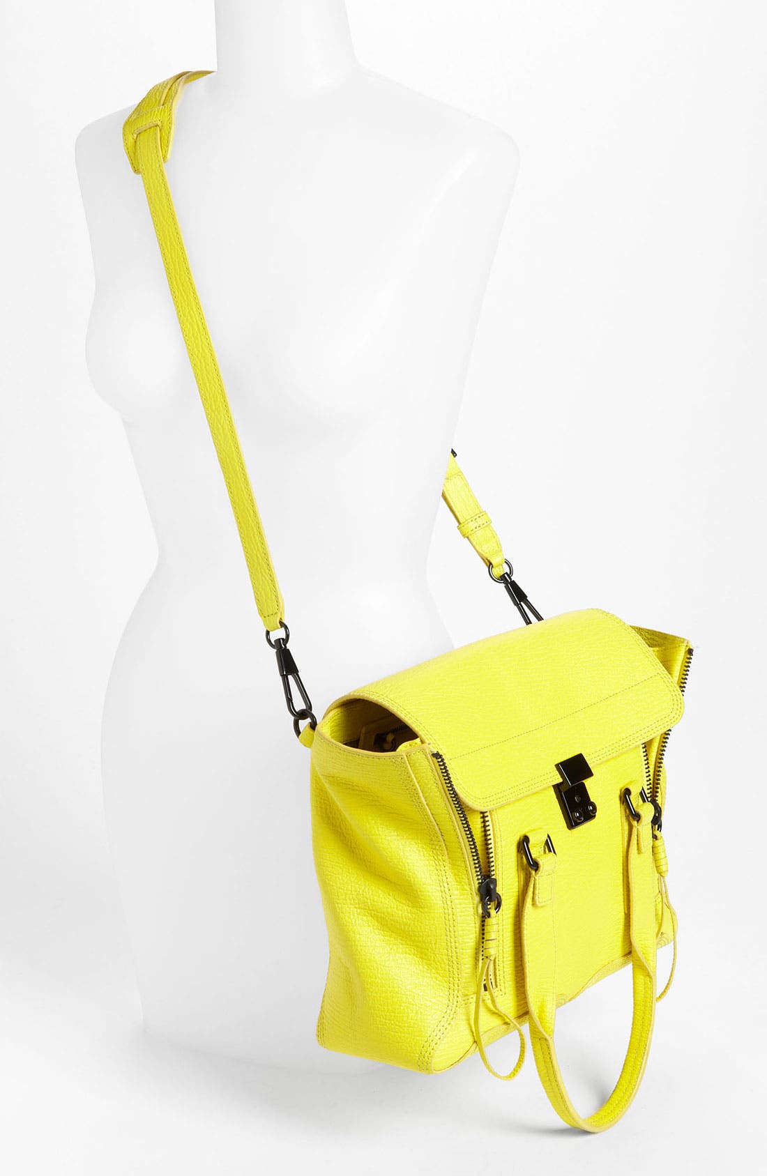 'Medium Pashli' Leather Satchel, Alternate, color, ELECTRIC YELLOW