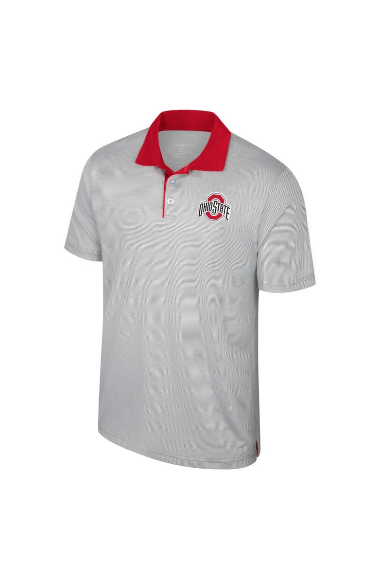 COLOSSEUM Men's Colosseum Gray Ohio State Buckeyes Big & Tall Tuck Striped Polo, Alternate, color, Gray