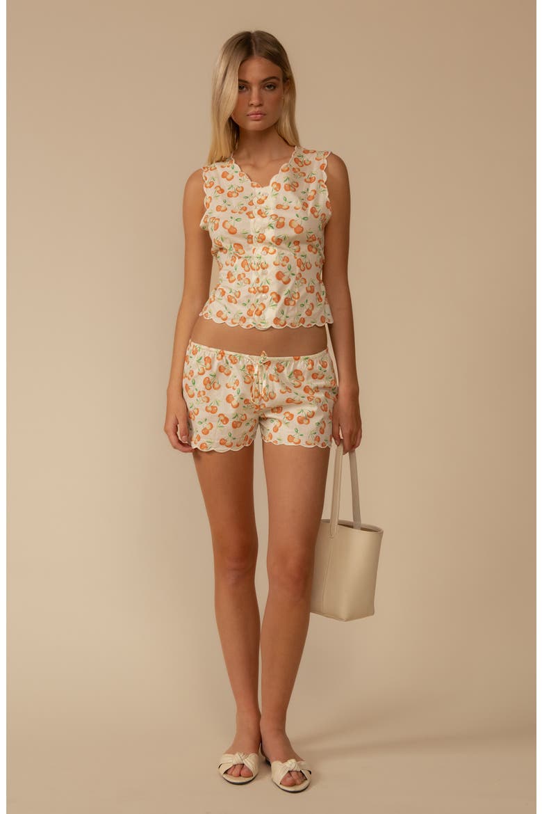 Cherry Sherbet Scalloped Crop Cotton Cover-Up Vest, Alternate, color, CHERRY SHERBET