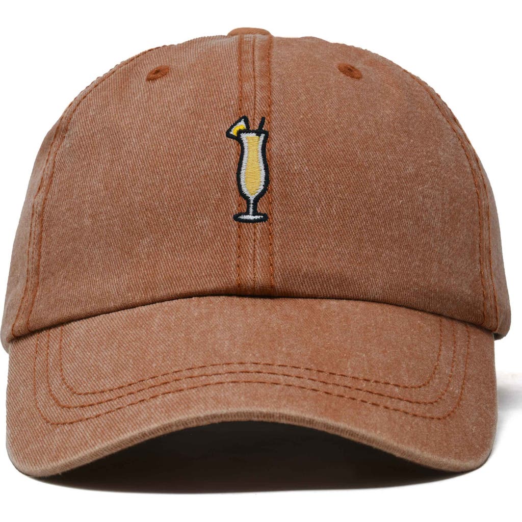 Dalix Pina Colada Embroidered Dad Cap In Washed Orange