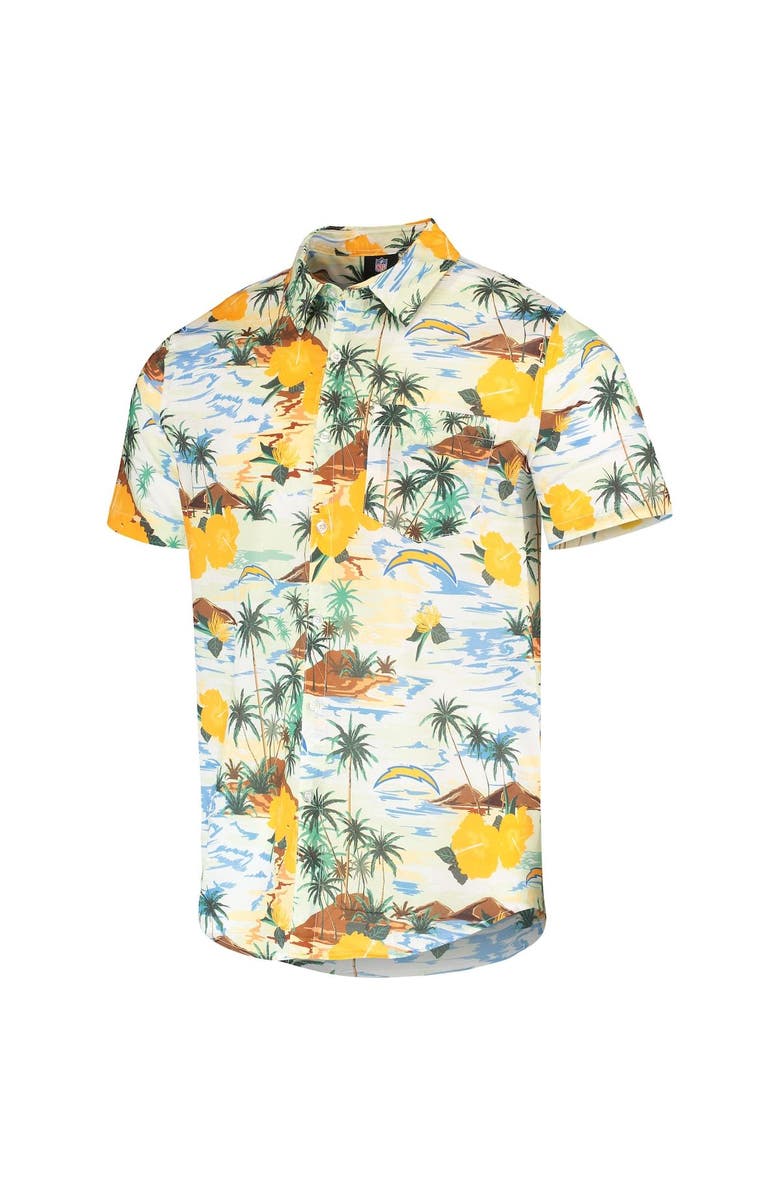 FOCO Men's FOCO Cream Los Angeles Chargers Paradise Floral Button-Up Shirt, Alternate, color, 