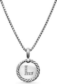 David Yurman Initial Charm Necklace with Diamonds