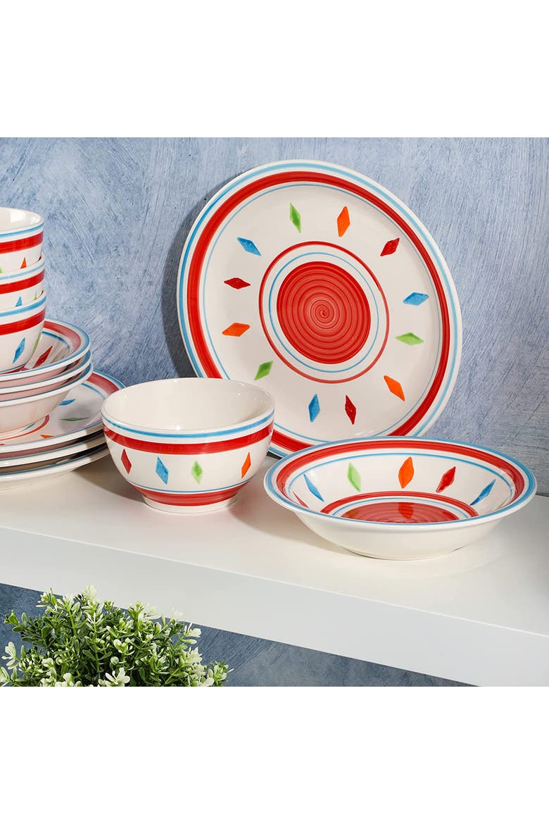 Heidy 12 Piece Durastone Dinnerware Set, Alternate, color, White