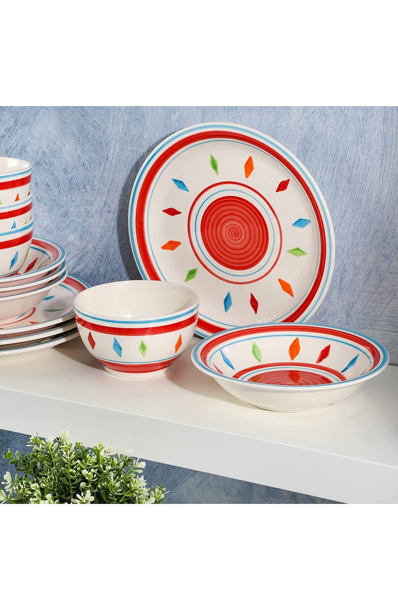 Gibson Home Heidy 12 Piece Durastone Dinnerware Set, Alternate, color, White