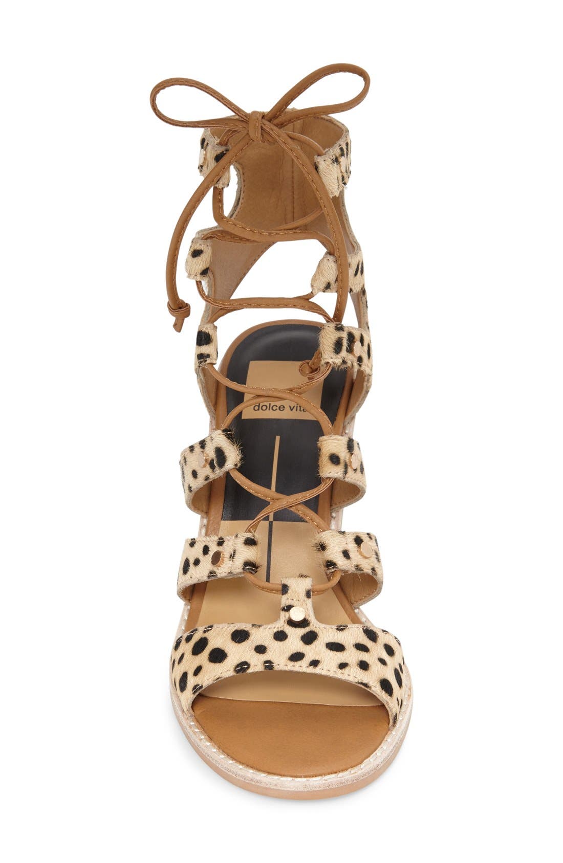 'Lyndon' Lace-Up Genuine Calf Hair Sandal, Alternate, color, LEOPARD CALF HAIR