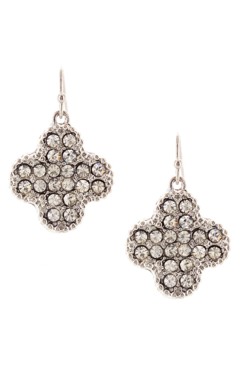 OLIVIA WELLES Lucky Glam Drop Earrings, Main, color, Silver / Clear