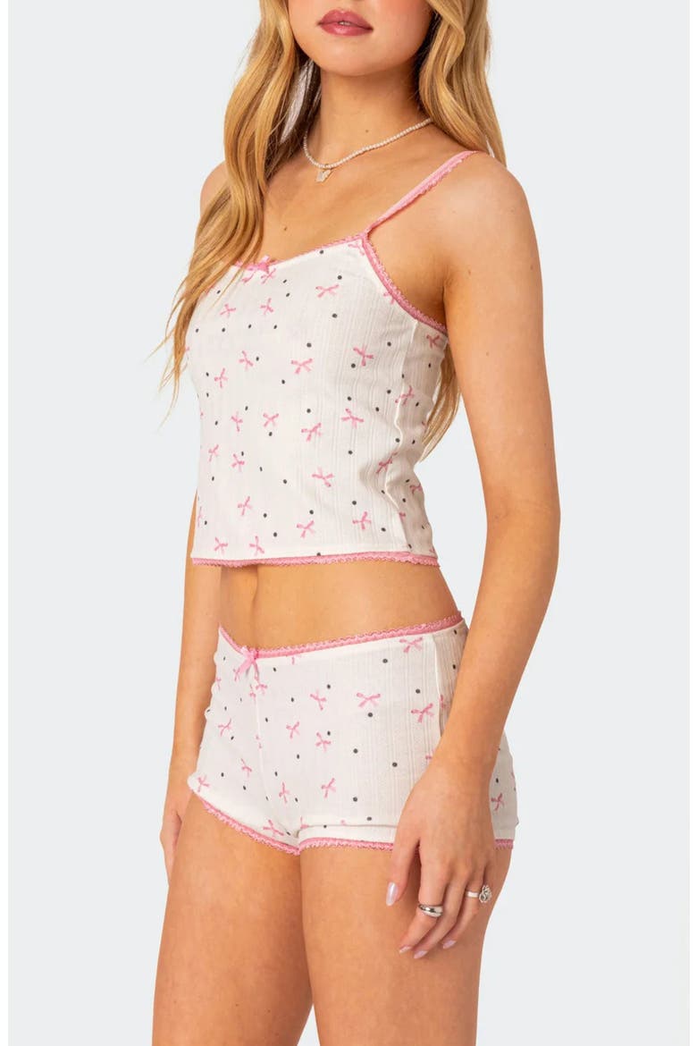 Shelly Print Pointelle Crop Camisole, Alternate, color, WHITE