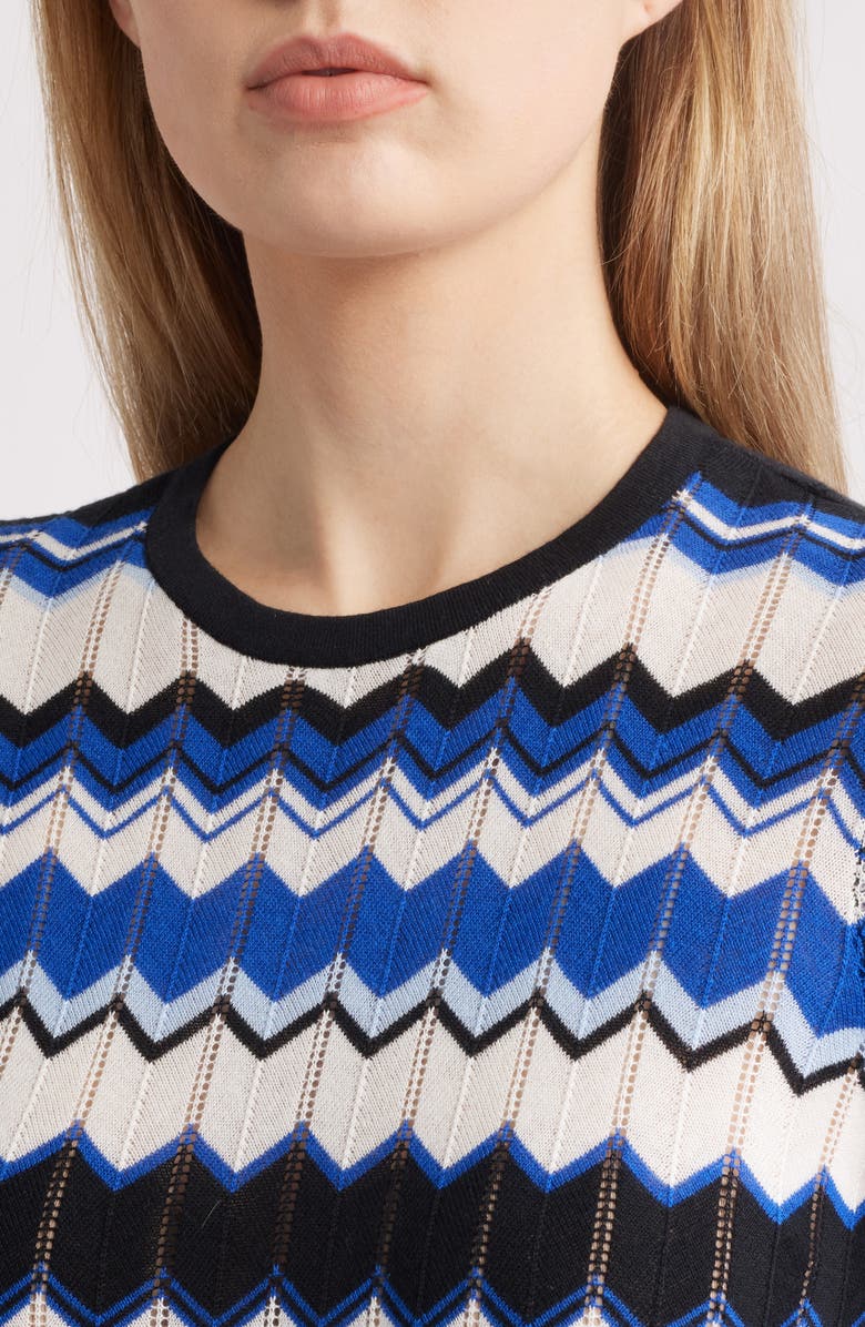 Anne Klein Chevron Stitch Cotton Blend Sweater, Alternate, color, 