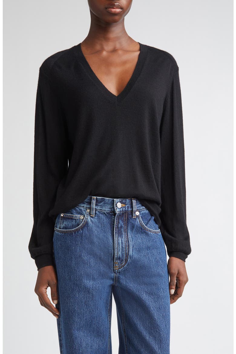 Julio Thin Cashmere V-Neck Sweater, Main, color, BLACK