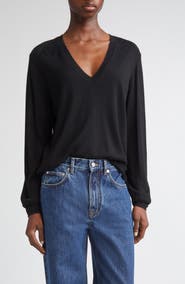 LOULOU DE SAISON Julio Thin Cashmere V-Neck Sweater