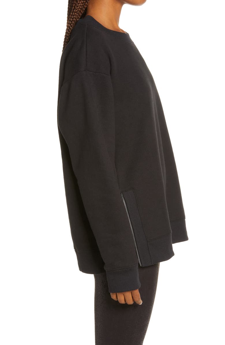 Zella Cara Side Zip Crewneck Sweatshirt, Alternate, color, 