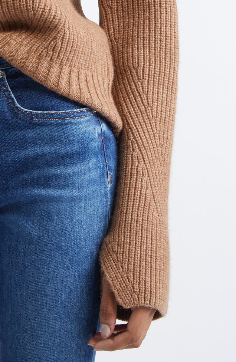 Veronica Beard Matilda Virgin Wool & Cashmere Turtleneck Sweater, Alternate, color, Dark Acorn Melange