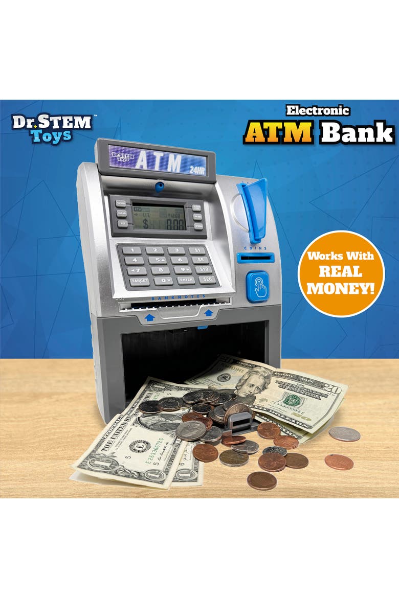 Electronic Atm Bank Real Money Savings Piggy Bank Toy, Alternate, color, Multicolored