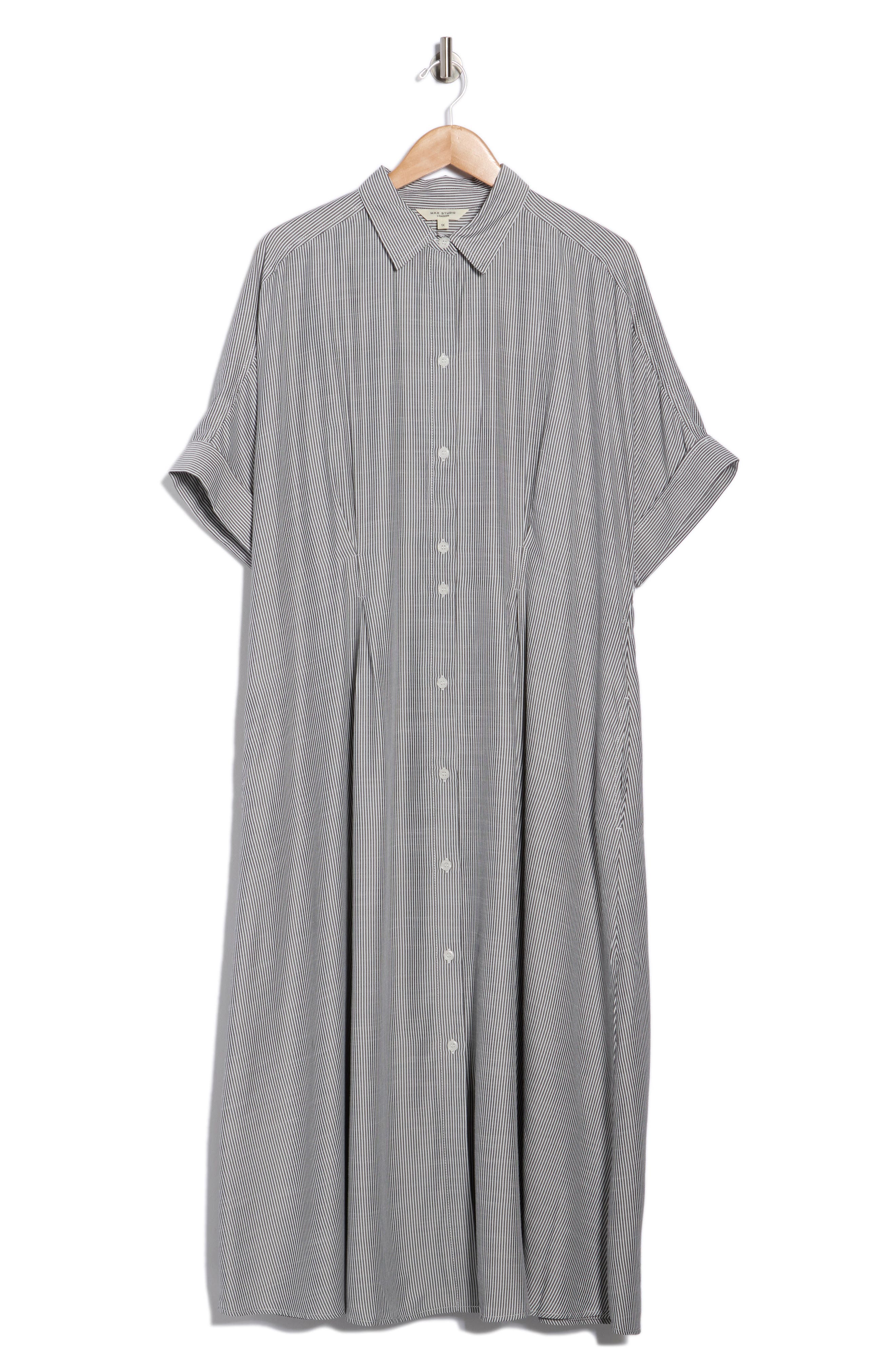 MAX STUDIO Elbow Sleeve Maxi Shirtdress