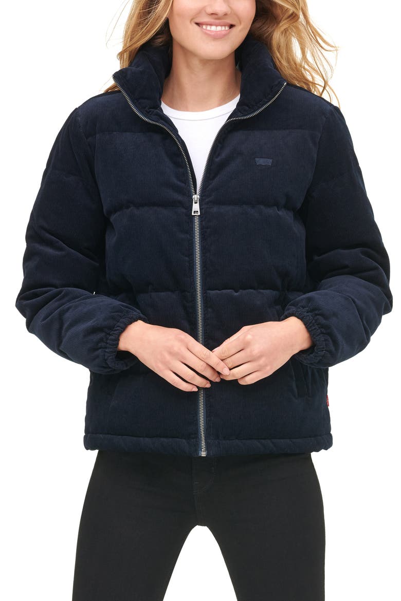 Levi's® Corduroy Puffer Jacket, Main, color, NAVY