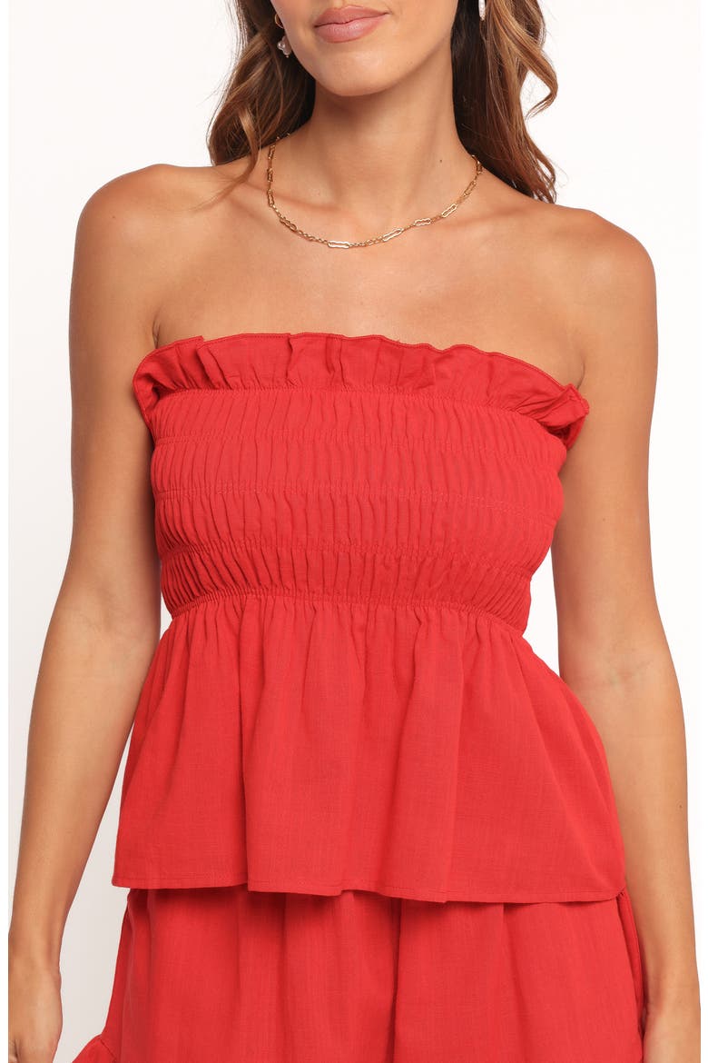 Kaiya Cotton Strapless Top & Shorts Set, Alternate, color, RED