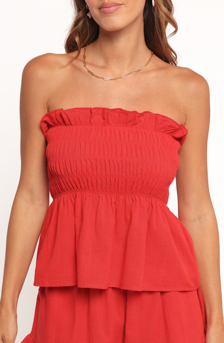 Petal & Pup Kaiya Cotton Strapless Top & Shorts Set, Alternate, color, Red