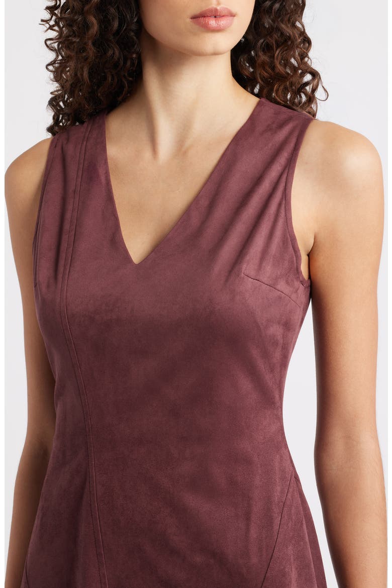 Nelly Faux Suede Minidress, Alternate, color, PLUM BROWN