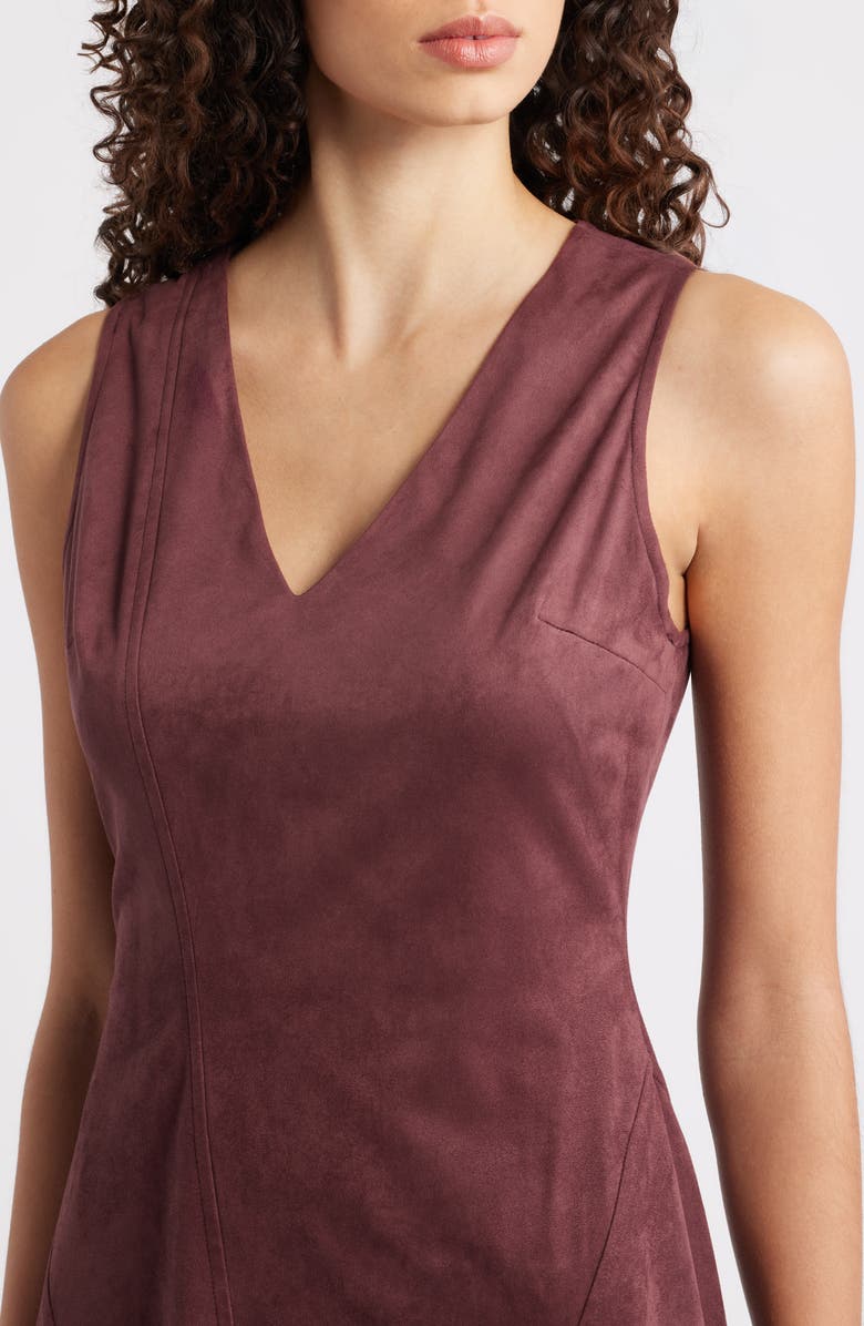 En Saison Nelly Faux Suede Minidress, Alternate, color, Plum Brown