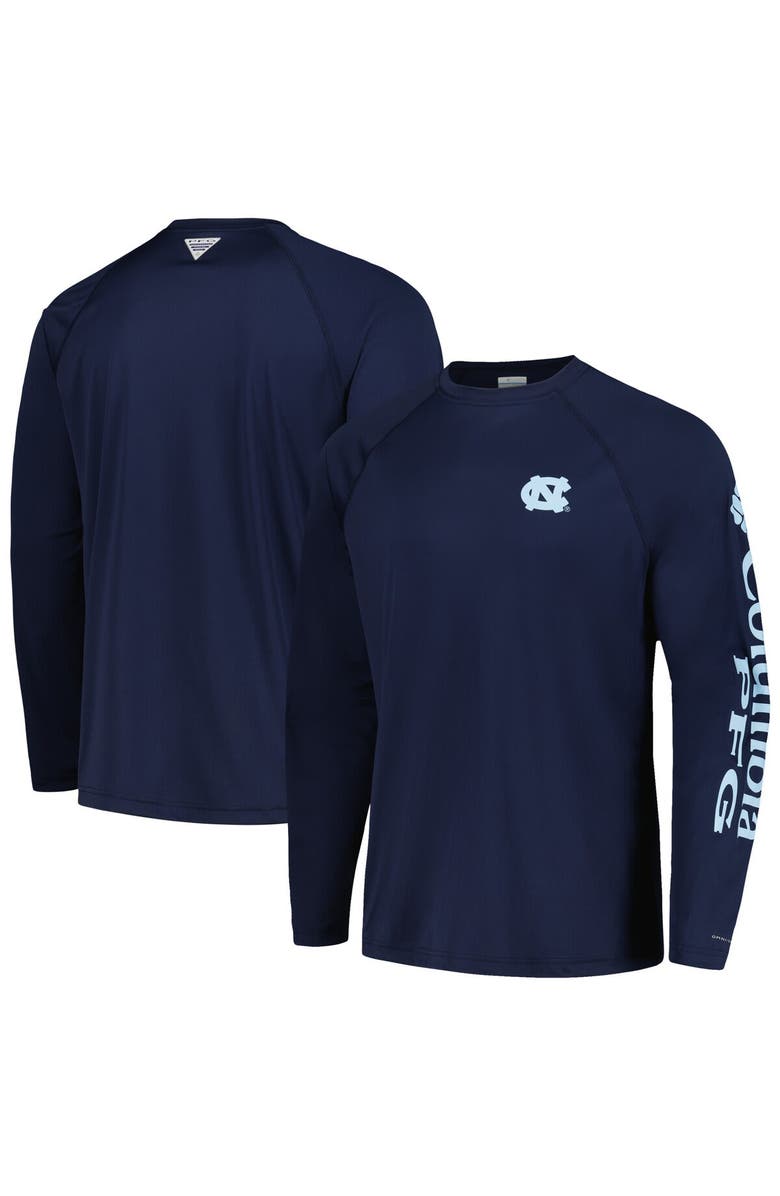Columbia Men's Columbia Navy North Carolina Tar Heels Terminal Tackle Omni-Shade Raglan Long Sleeve T-Shirt, Main, color, Blue