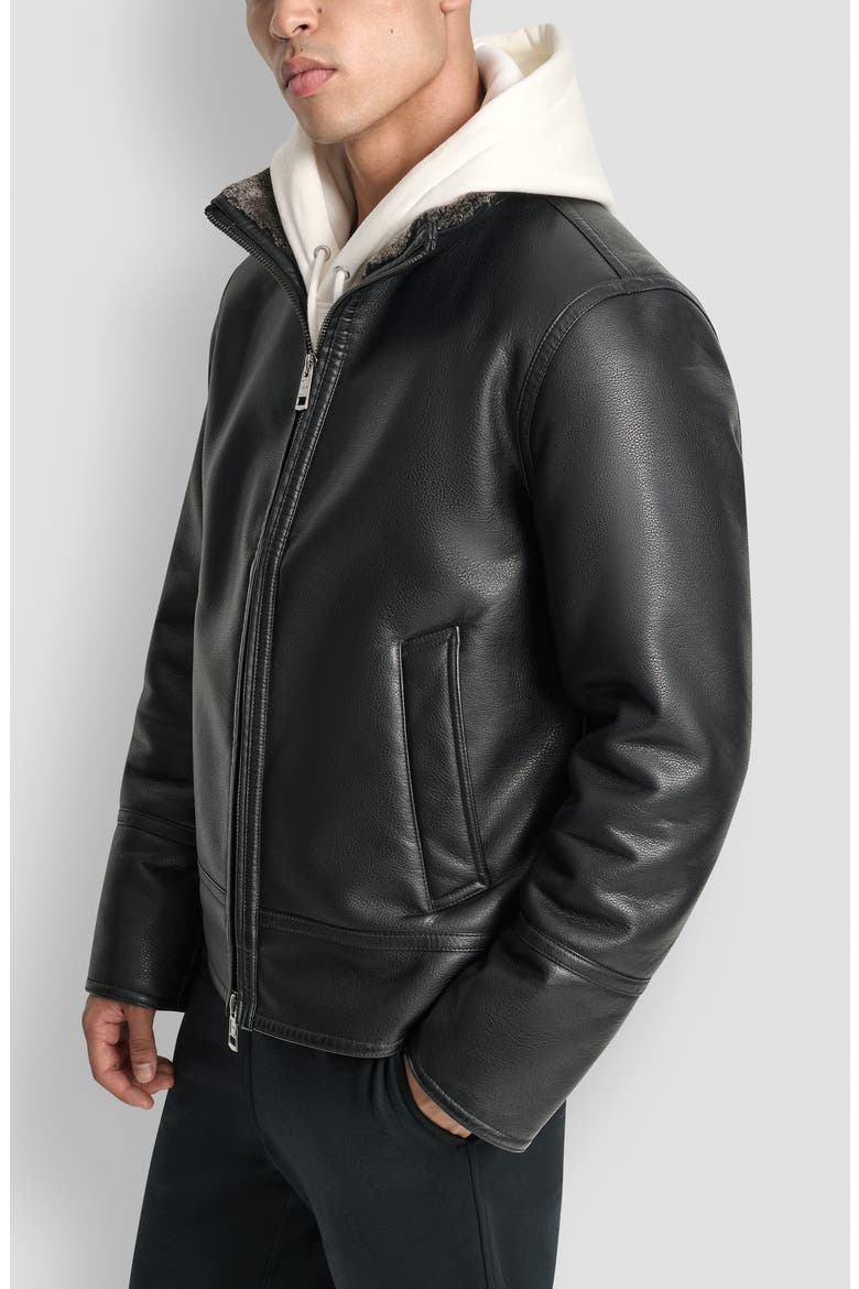 Faux Fur Lined Pebble Jacket, Alternate, color, BLACK