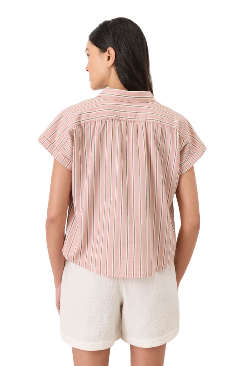 Organic Cotton All Day Poplin Shirred Shirt, Alternate, color, Berkley Stripe Blush