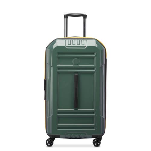 Delsey Paris Rempart Checked Medium Hardside Expandable Luggage Trunk With Spinner Wheels In Army Green