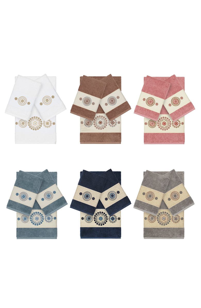 Linum Home Textiles Isabell 3-Piece Embellished Towel Set - Latte, Alternate, color, Latte
