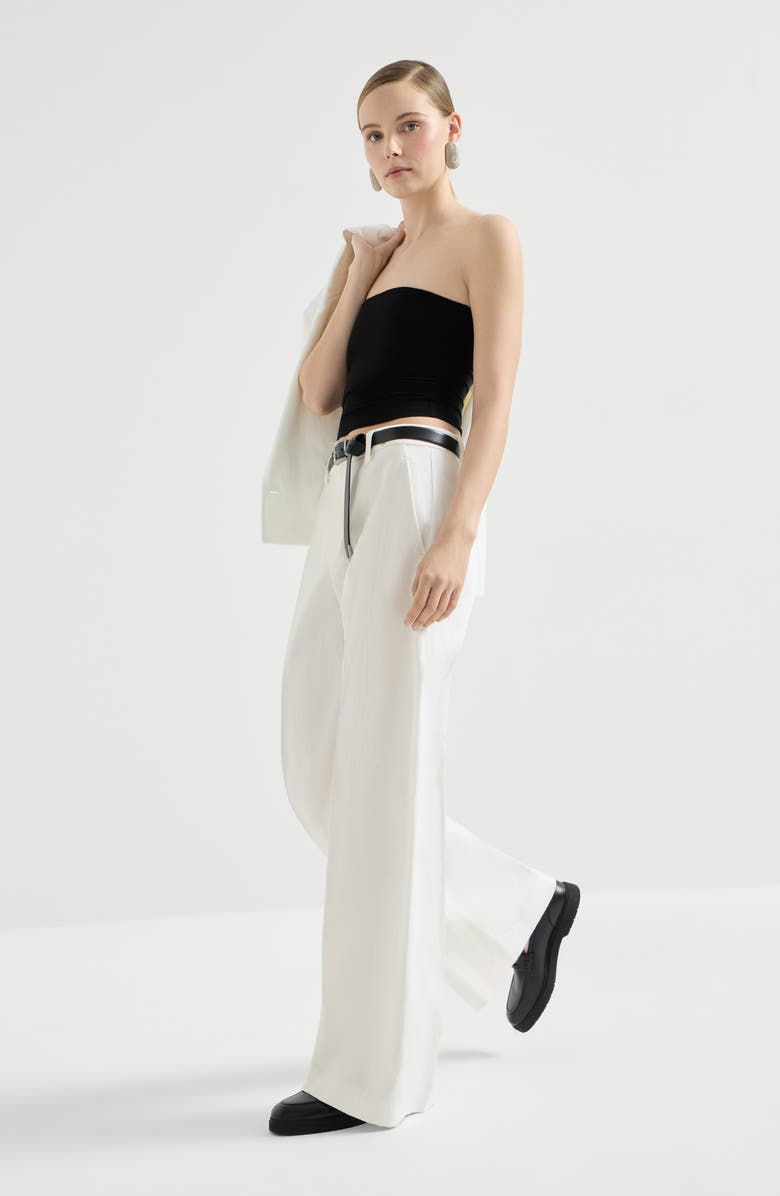 Brunello Cucinelli Loose Flared Trousers, Alternate, color, White