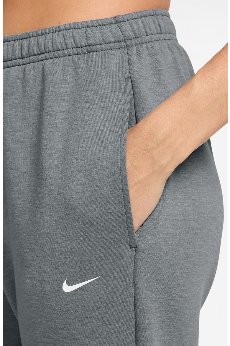 Dri-FIT Studio Fleece Mid Rise Sweatpants, Alternate, color, SMOKE GREY/ HTR/ WHITE