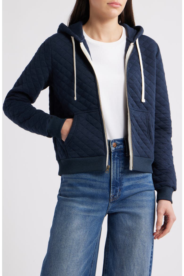 Corbet Quilted Zip-Up Hoodie, Main, color, NAVY
