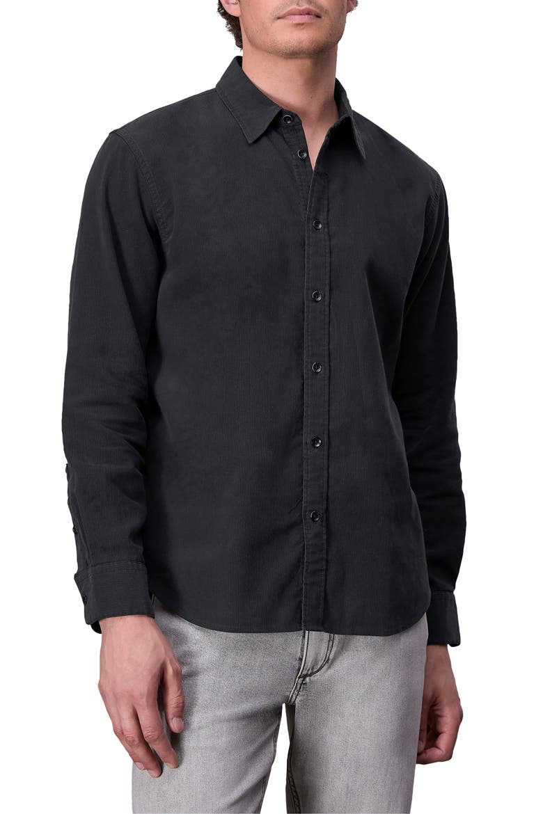 Finch Corduroy Button-Up Shirt, Main, color, BLACK